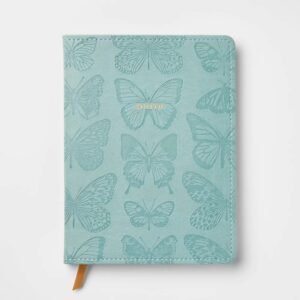 240pg Ruled Journal 8"x6" Butterfly Embossed Soft Cover, Narrow Lined, Teen & Adult Notebook