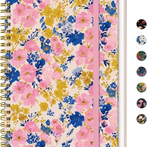 A5 Spiral Notebook, M-Pink Garden, 140 Pages A5 Spiral Notebook, M-Pink Garden, 140 Pages