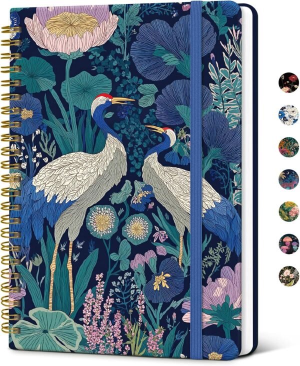 A5 Spiral Notebook, R-Midnight Cranes, 140 Pages A5 Spiral Notebook, R-Midnight Cranes, 140 Pages